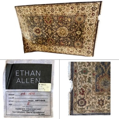Ethan Allen 100% Wool Face Made in India Rug 4.25 x 6.25