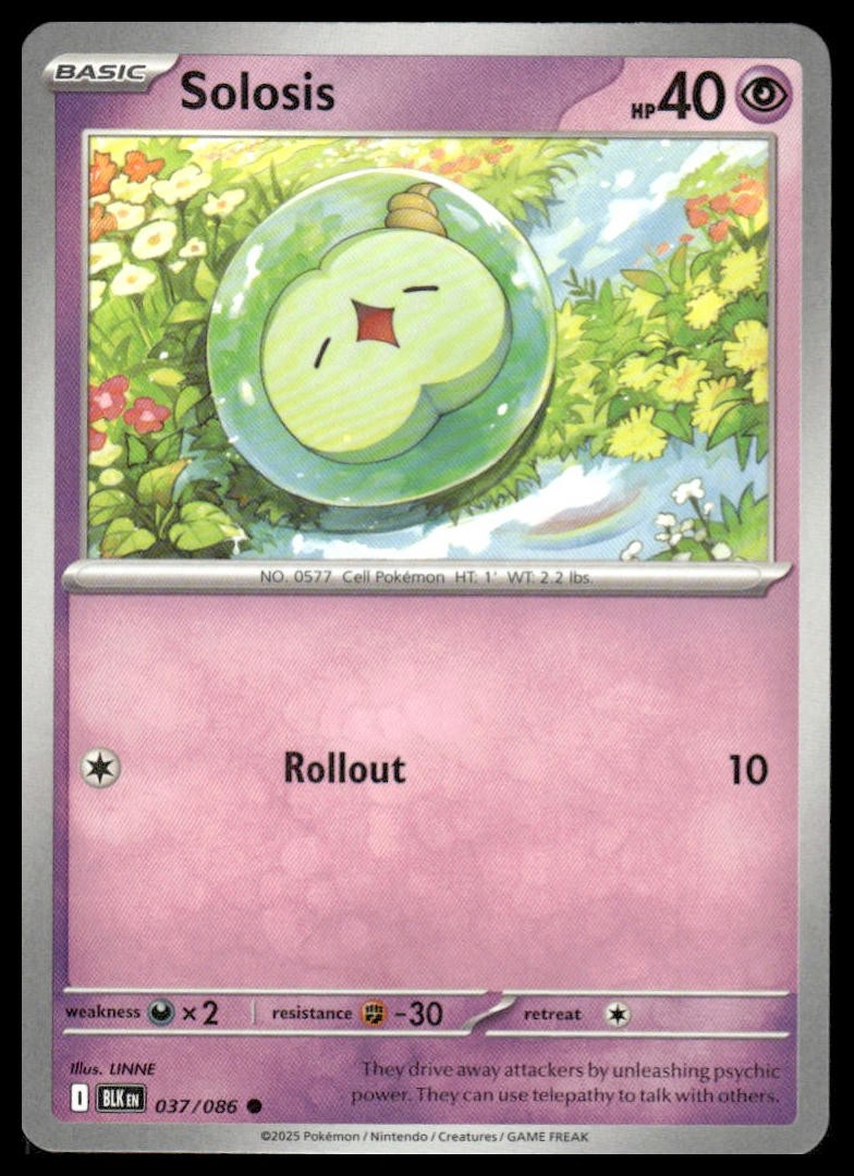 Pokemon SV: Black Bolt #037/086 Solosis Common