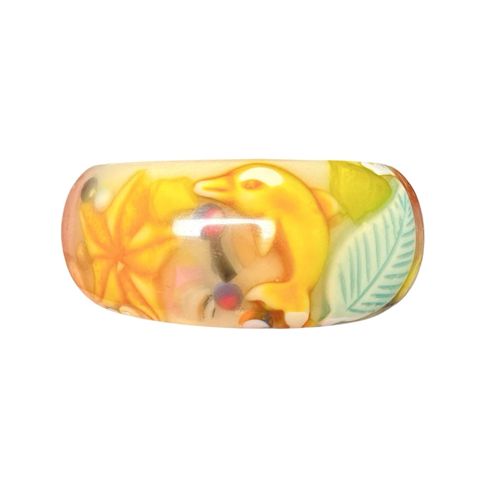 Brazalete Grueso Hoja Estrella de Mar Búho Delfín Incrustado Resina Carlos Sobral De Colección Foto 4 de 4