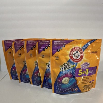 Lot 5 Arm & Hammer OxiClean 5-in-1 Odor Blasters 14 Ct Pods (70 Loads) NEW 