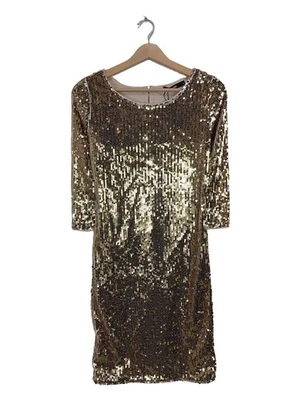 BIK BOK Robe à paillettes Dames Robe T EU 38 doré élégant - Photo 1/4