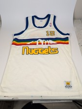 Vintage Denver Nuggets #12 Rainbow Jersey MacGregor Sand-Knit L Fat Lever Era