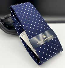 Brooks Brothers Men's Silk Blend Tie  Blue  White Polka Dot  NEW MSRP: 98.00