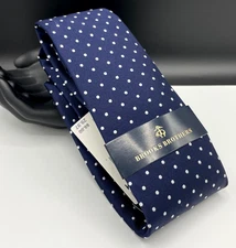 Brooks Brothers Men's Silk Blend Tie ~ Blue ~ White Polka Dot ~ NEW MSRP: $98.00
