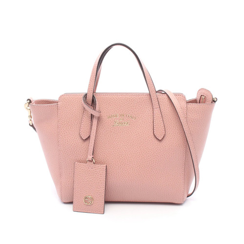 Gucci Swing Mini 2Way Leather Handbag Pink Used Authentic