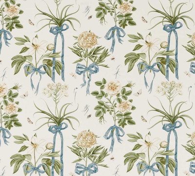 SANDERSON VORHANGSTOFF DESIGN Cupid's Beau 3,4 METER QUITTE/KREIDE LEINENMISCHUNG