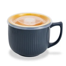 Ceramic Soup Bowl with Handle and Vented Lid, 32oz Large Deep Soup Mug