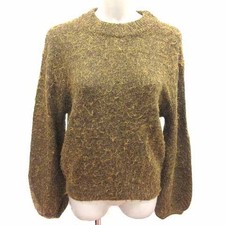 MOUSSY Knit Sweater Long Sleeve Volume Sleeves F Yellow Black Dark Yellow Women'