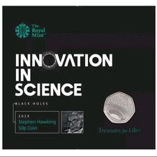 2019 UK 50p Innovation in Science Stephen Hawking Brilliant Uncirculated Coin - Available on eBay