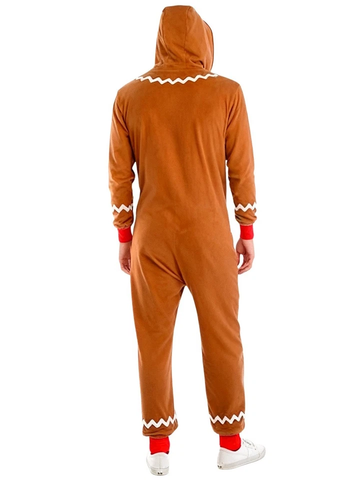 Conjunto de macacão de flanela Gingerbread Man Family fantasia de Natal para crianças e adultos - Imagem 4 de 4