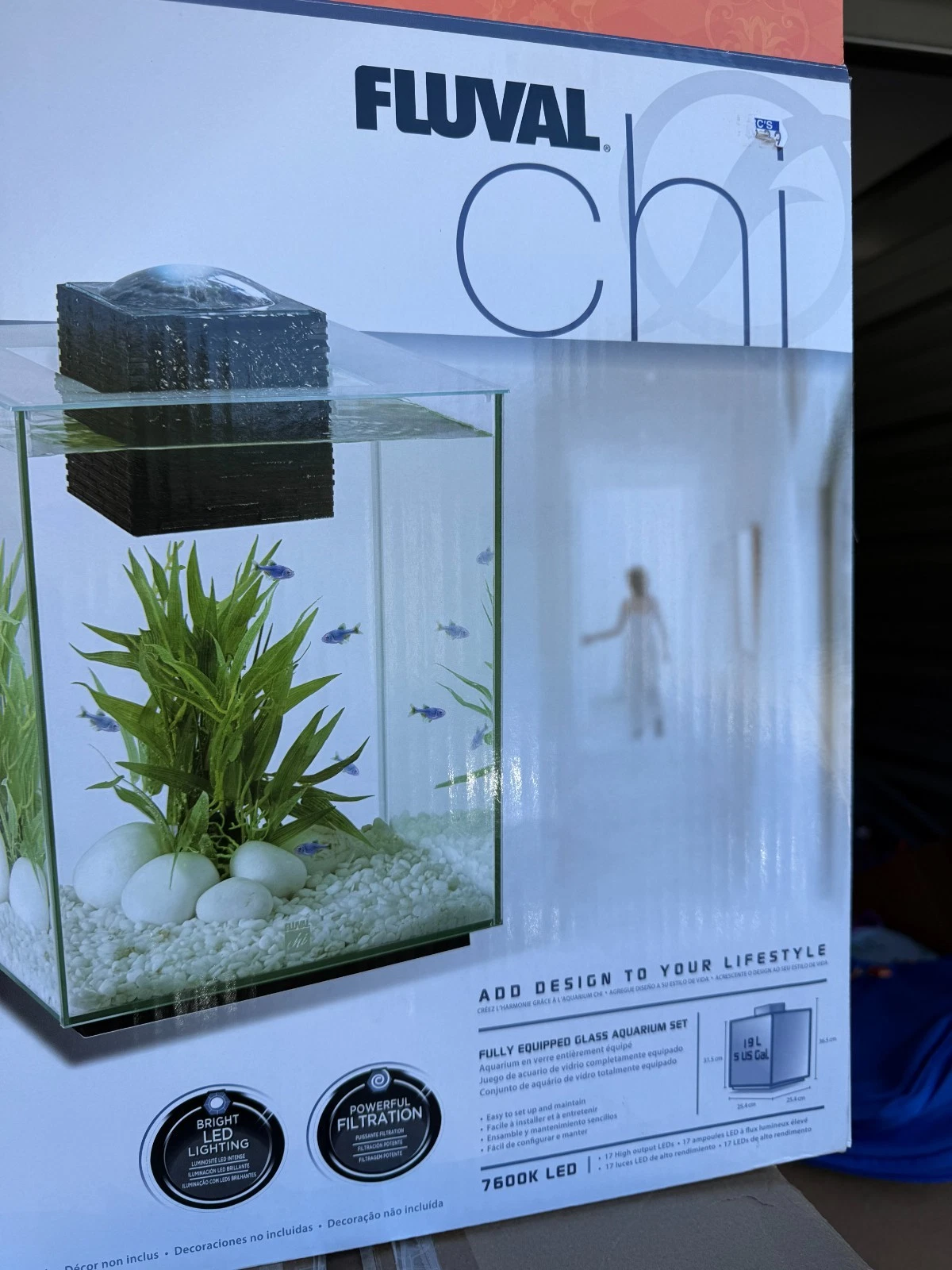 Fluval CHI II Series Aquarium Set 5Gallon Glass Aquarium Tank with LED Lighting