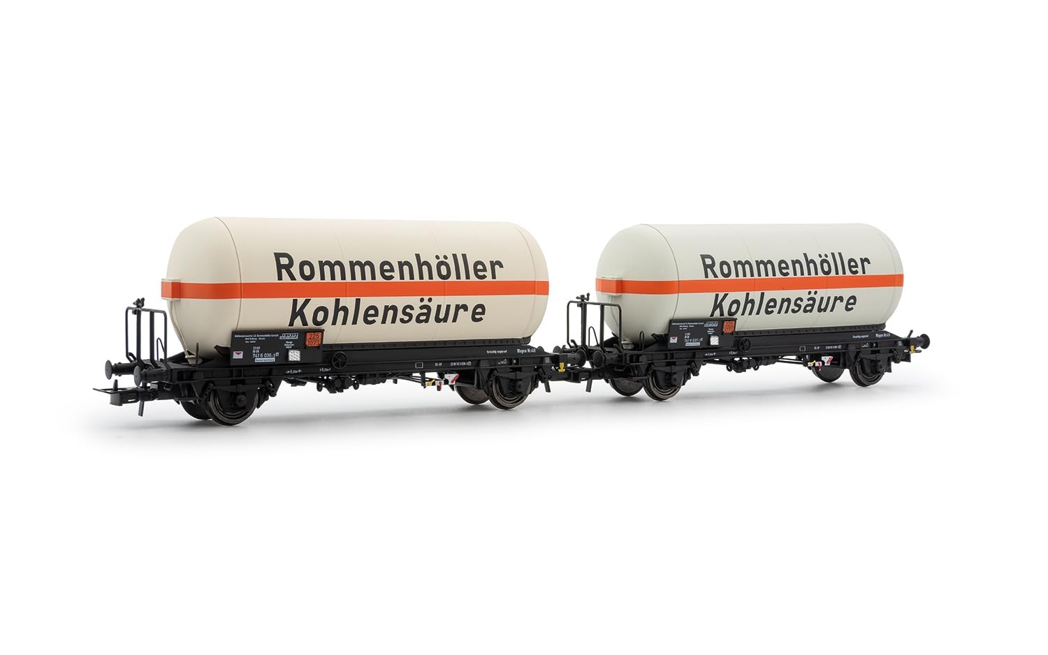 Rivarossi HR6644 DB, 2-unit set of 2-axle gas tank wagons, “Rommenhöller Kohlens