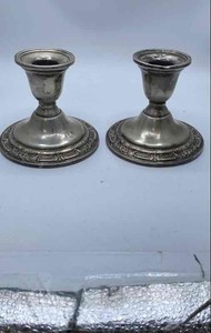International Sterling Silver Weighted Candlestick Holder Set 2pcs 538.2g