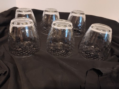 Pasabahce Clear Honeycomb Pattern Rocks Glasses Set Of 6 - 12 oz. Glasses Vtg - Picture 9 of 10