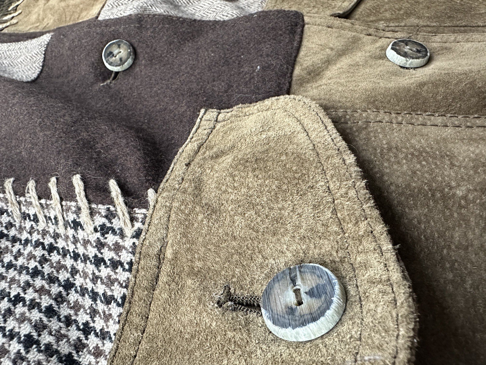 Vintage Patchwork Leather, Wool, Suede, Corduroy … - image 3