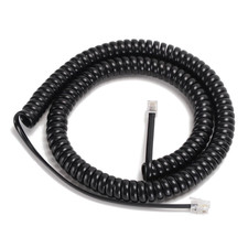 16FT Long Phone Cord for Landline Coiled Length 2FT , 1 Pack Black Telephone Han