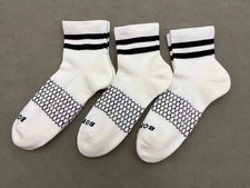 Women's BOMBAS 3 Pairs Vintage black striped white Quarter socks Size Medium
