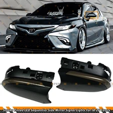 For 18-2026 Toyota Camry Side Mirror Smoke LED Sequential Turn Signal Light Lamp