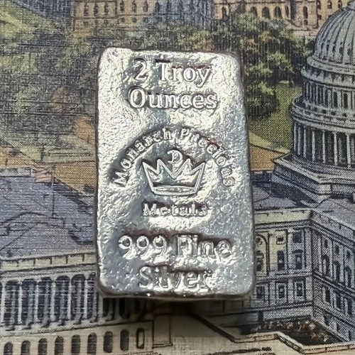Monarch Precious Metals Poured 2 oz. Silver Bar 👑🇺🇸