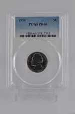 ONE OF PR66 1954 JEFFERSON NICKEL PCGS GRADED US 5C PROOF P-MINT EXACT COIN #343
