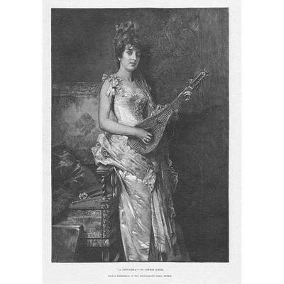 CONRAD KIESEL La Pettiniera - Antique Print 1888
