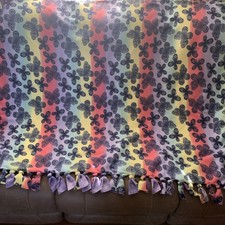 Butterfly Fleece Blanket handtied Edges Multi Color Front With Purple Back 54x44