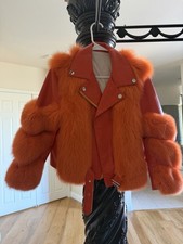 Real Fox Fur Leather Jacket M