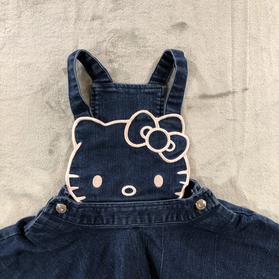 Vestido Hello Kitty Denim Mono Niñas 3T Azul Sanrio Delantal Jersey Estrás Foto 4 de 4