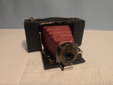 Antique Kodak No 2 Folding Pocket Brownie Model B Red Bellows Camera 1900s