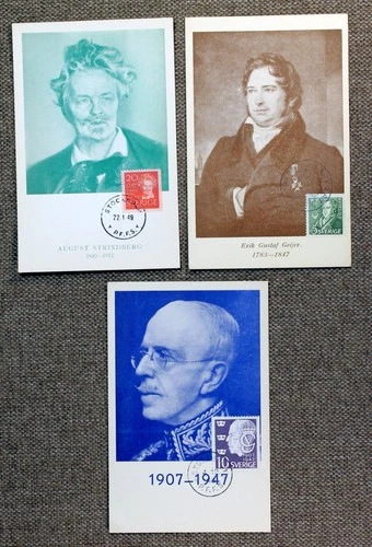 Sweden 1940s lot of 3 maximum cards - famous people