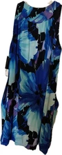 AB Studio Women's Dress Size XL  Black Blue Purple Print NWT $59 GIFT!!