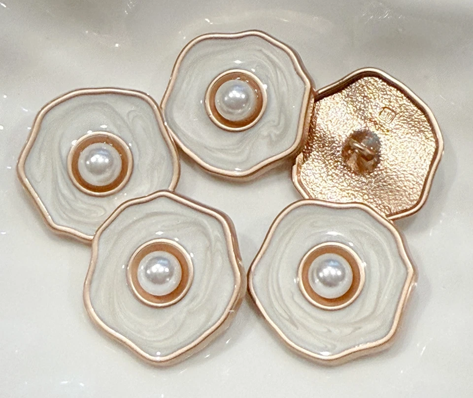 5 piezas botones grandes de metal esmaltados blancos perla caña dorada para abrigo 30 mm 1-1/8 pulgadas Foto 4 de 4