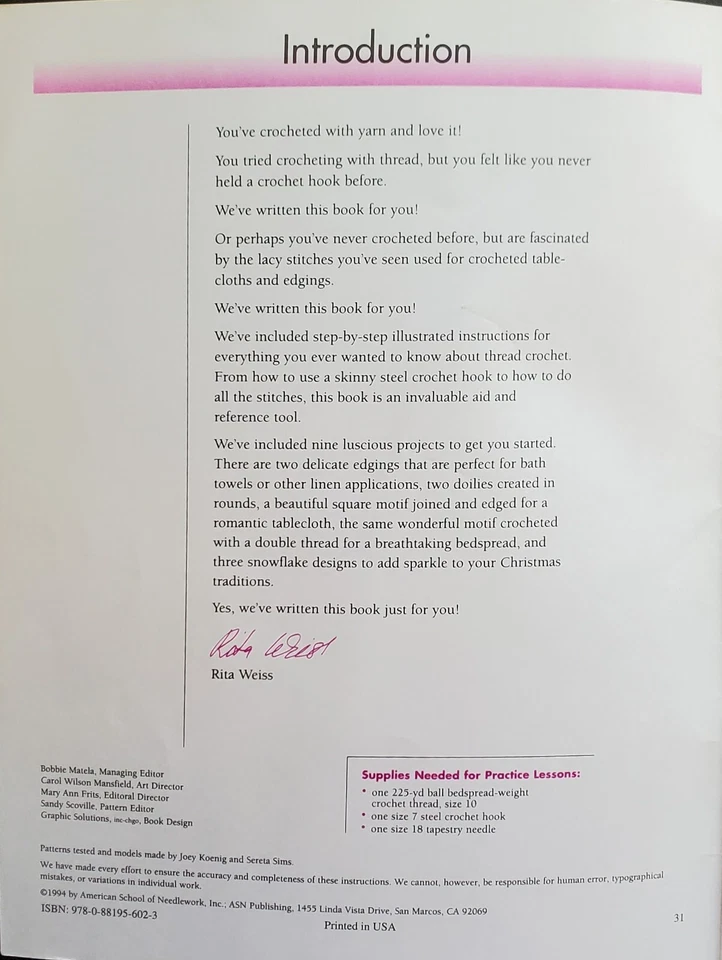 Complete Guide To Thread Crochet Patterns By American School Of Needlework s6 - Image 2 of 4