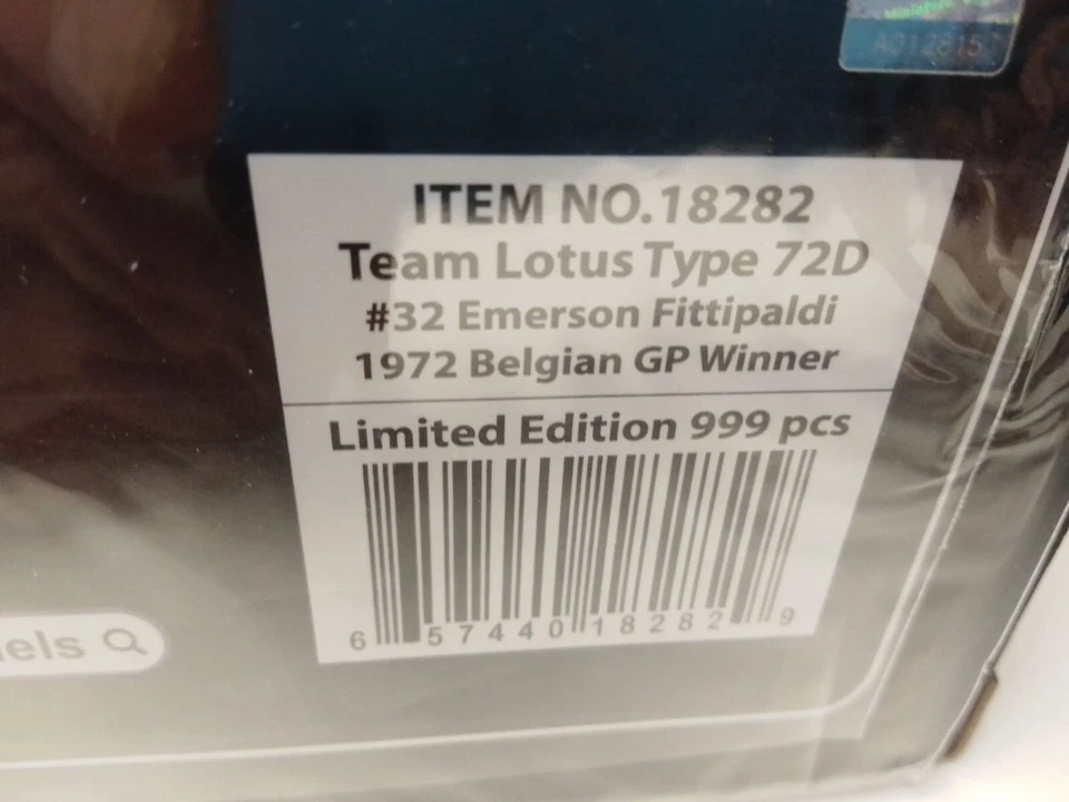 Quartzo Lotus 72D JPS #32 Fittipaldi World Champion Belgian GP 1972 1/18 18282 - Immagine 4 di 4