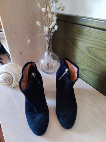 Zara Botines Negros De Ante Talla 40 - Imagen 3 de 7