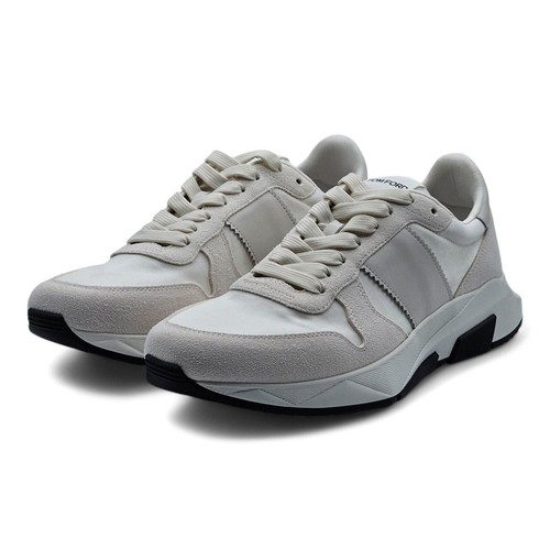Tom Ford Jagga Sneakers - Leather-Trimmed Suede and Mesh - White size 8 $990 - Picture 3 of 11