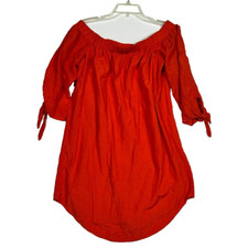 Old Navy Dress Red Womens Medium Off Shoulder Tie Sleeves Summer Casual