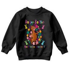 Boys Girls Horse Happy Easter Sweatshirt Jumper Holiday Celebration Outfit #ED