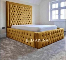 Image of Plush Velvet Super Cambridge Bed, Chesterfield Bed, Bed Frame In All Colours
