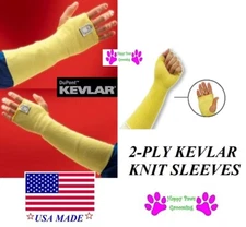 PAIR 2-PLY Animal Handling SLEEVES with KEVLAR Mid Arm Protection Dog Cat Bird