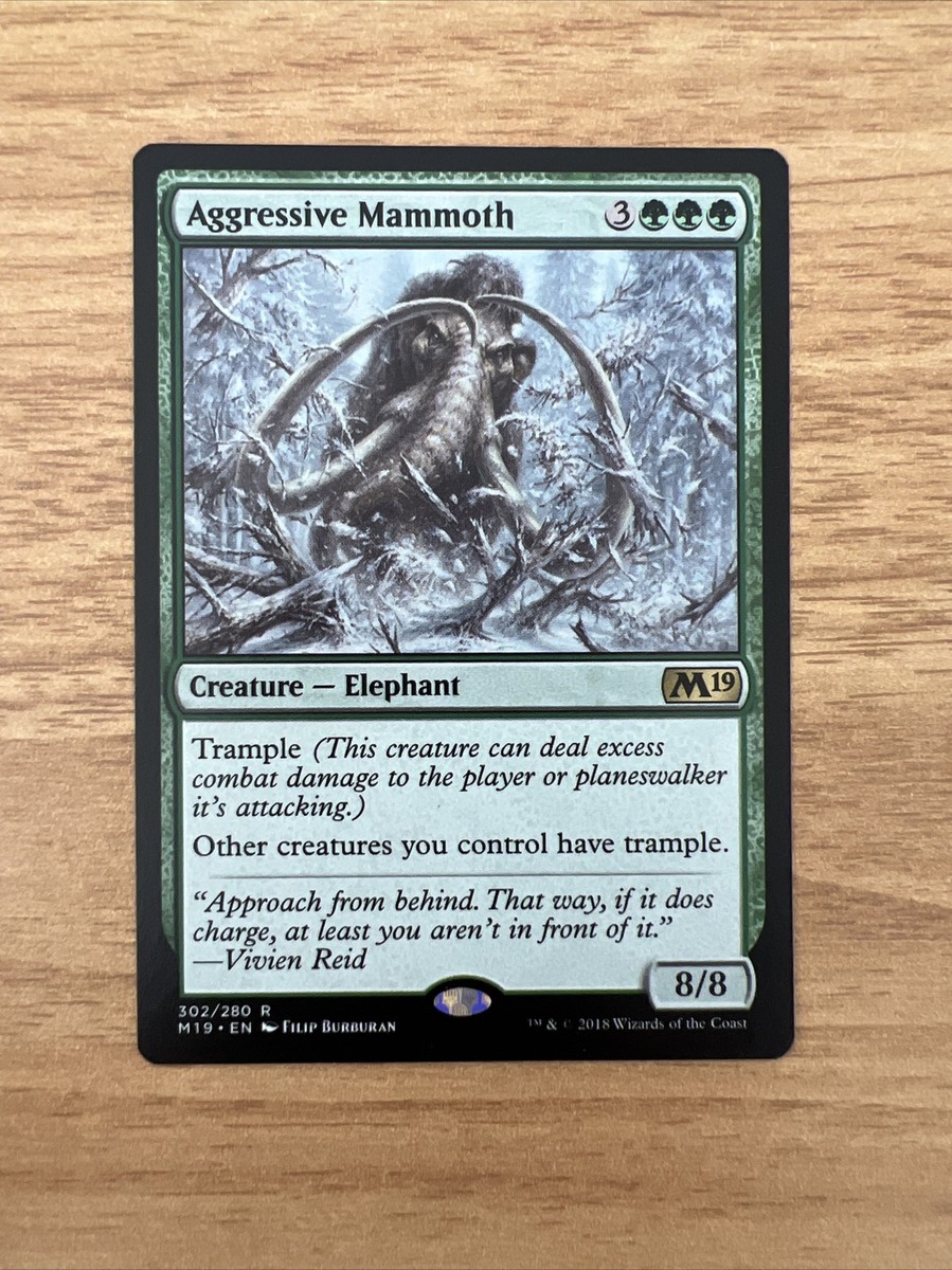 AGGRESSIVE MAMMOTH 302/280 CORE SET 2019 M19 MTG MAGIC NM | eBay