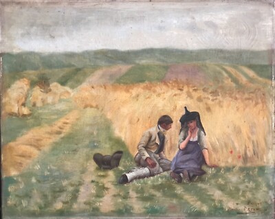 Nach Aimé Perret 1847-1927 Das Geständnis Im Weizen 1885 Bresse Burgund XIX XX