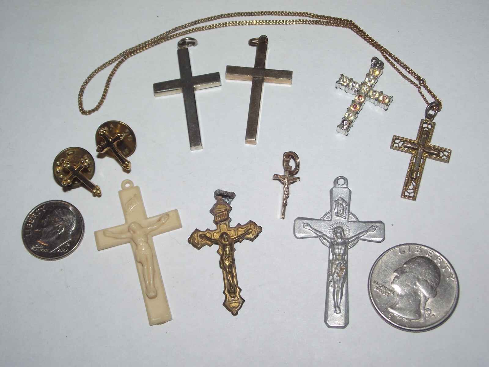Vintage religious jewelry lot pendant necklace cross crucifix lapel hat pin eBay