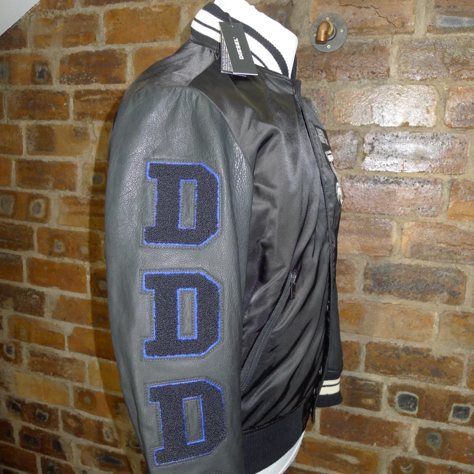 DIESEL KHARKOV FABRIC/LEATHER BOMBER JACKET EMBROIDERED NWT MEDIUM - Image 2 of 4