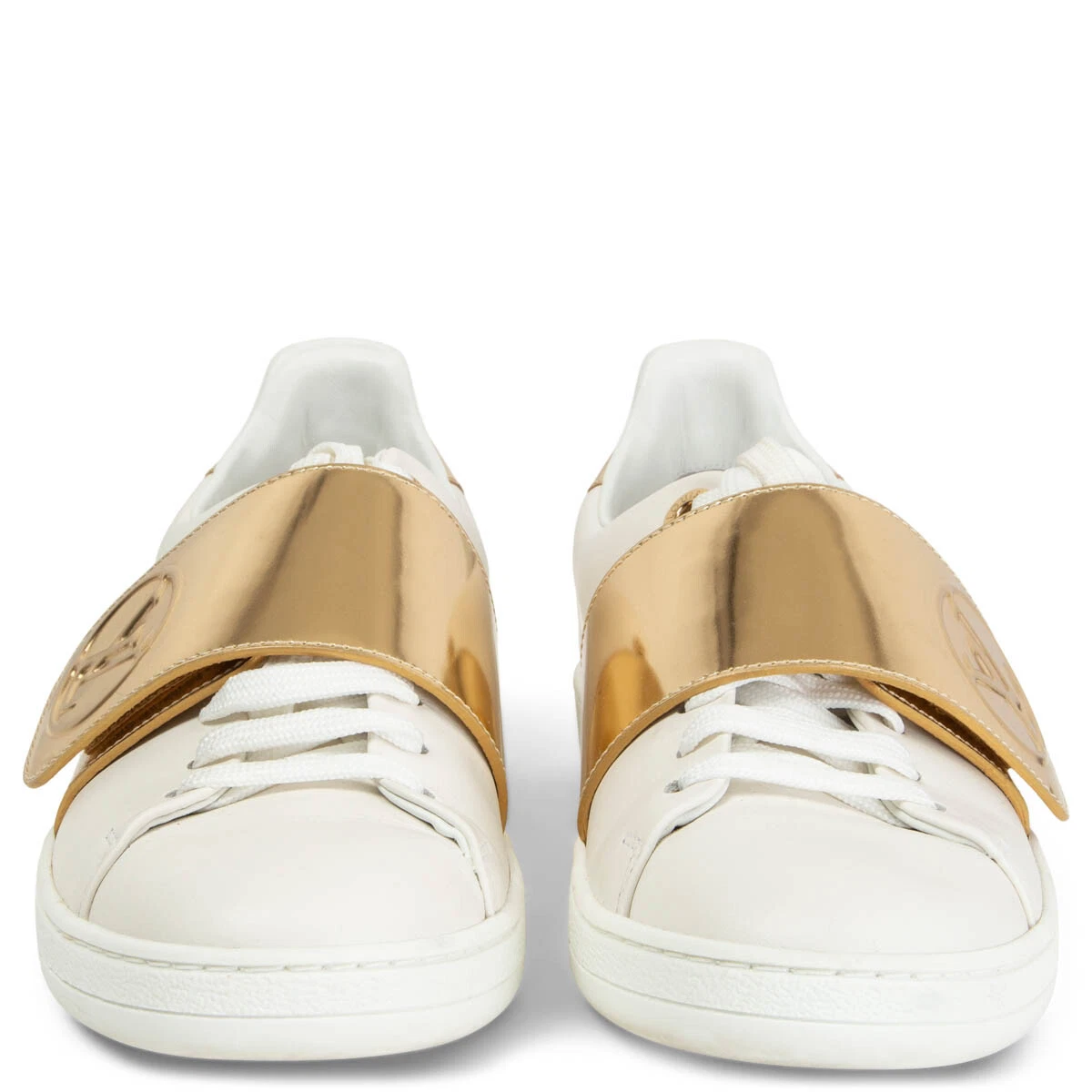 Louis Vuitton Front Row LV Monogram Gold Stud Sneaker