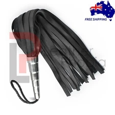Genuine Cow Hide Leather Steel Handle Flogger Heavy Duty Black 25 Falls Handmade