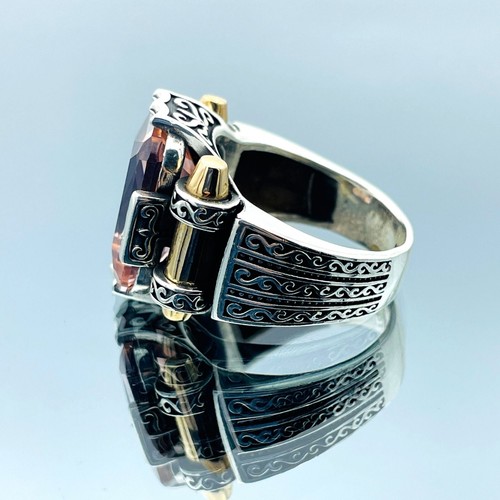 Herren simulierter Morganit Pink 925 Sterlingsilber Ring handgefertigt authentisches Geschenk - Bild 5 von 9