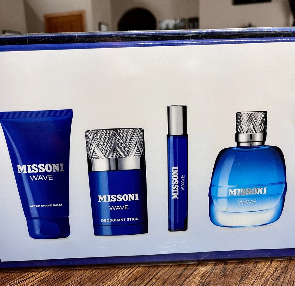 Missoni WAVE 3,4 oz/.30 oz EDT + desodorante + bálsamo para después del afeitado conjunto de regalo NUEVO Foto 4 de 4