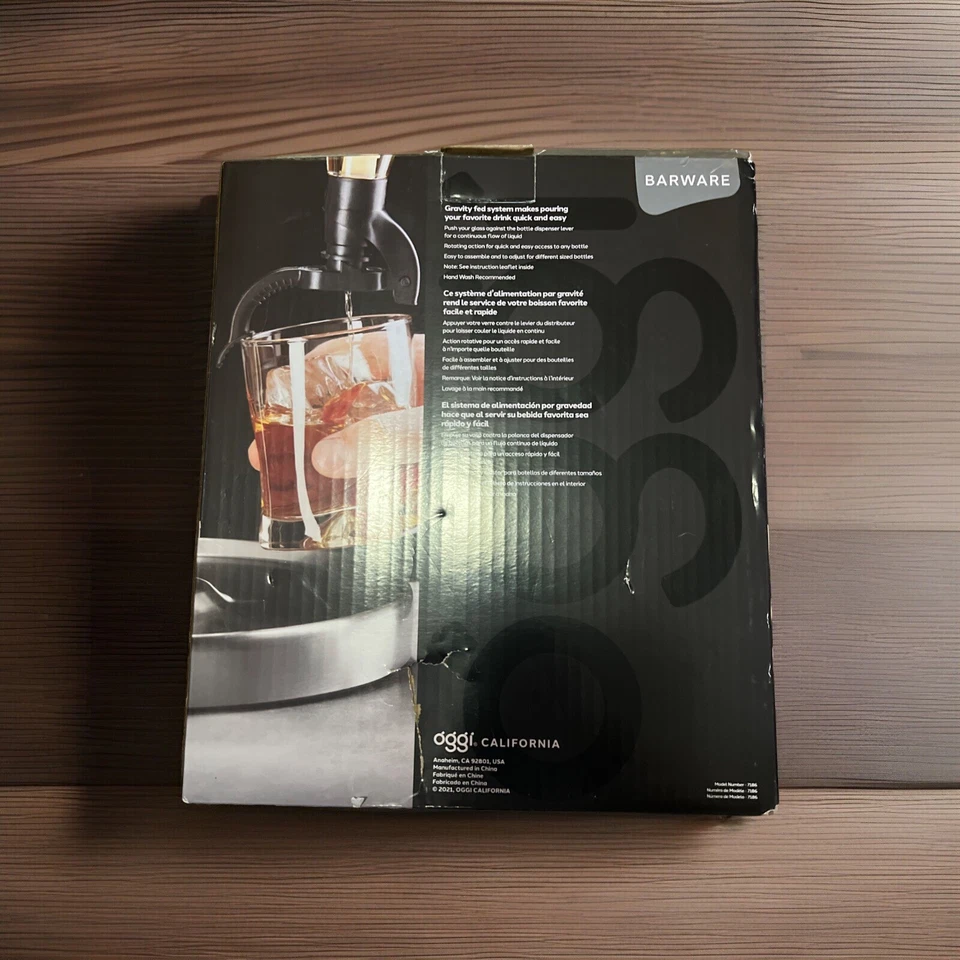 OGGI Tres BOTELLAS DISPENSADOR DE LICOR GIRATORIO NUEVO CAJA ABIERTA Foto 3 de 4