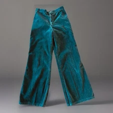 VTG Landlubber Bell Bottom Wide Leg Corduroy Dark Green Women Size 7 Jeans Pants